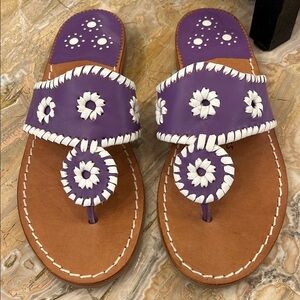 NWOT Jack Roger Purple & White Sandals, Size 6